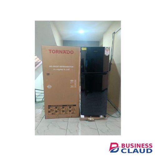 Tornado Refrigerator No Frost 304 Liter Black, 3 Years Warranty, Large Capacity Fridge/Freezer, 20L Vegetable/Fruit Rack