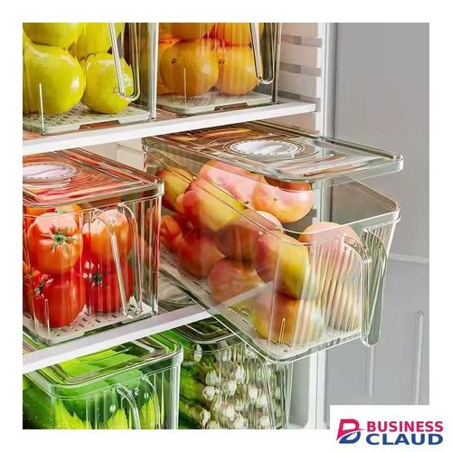 RAF 1 pc Fridge Organizer, Fruit and Vegetable Storage Container for Refrigerator, Fridge Organizers and Storage, Fridge Organizer with Handle and Time Attendance Function, for Fruits, Vegetables/3607