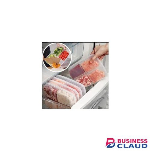 4 Compartment Reusable Plastic Food Preserving Tray For Fridge, Food Storage For Meat, Fruits, Snack