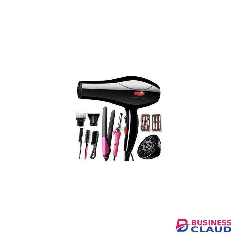 Canye 12 Ppcs Hair Dryer Blow Dryer Hair Tools- Flat iron, tongs, manicure set, combs, curls