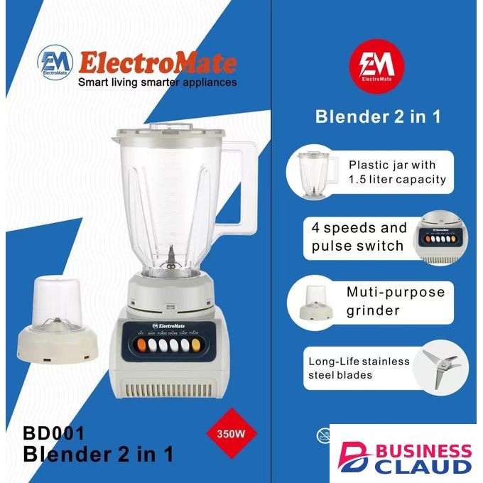 ElectroMate 2 in 1 Powerful Blender with Blender Jug and Grinding Machine