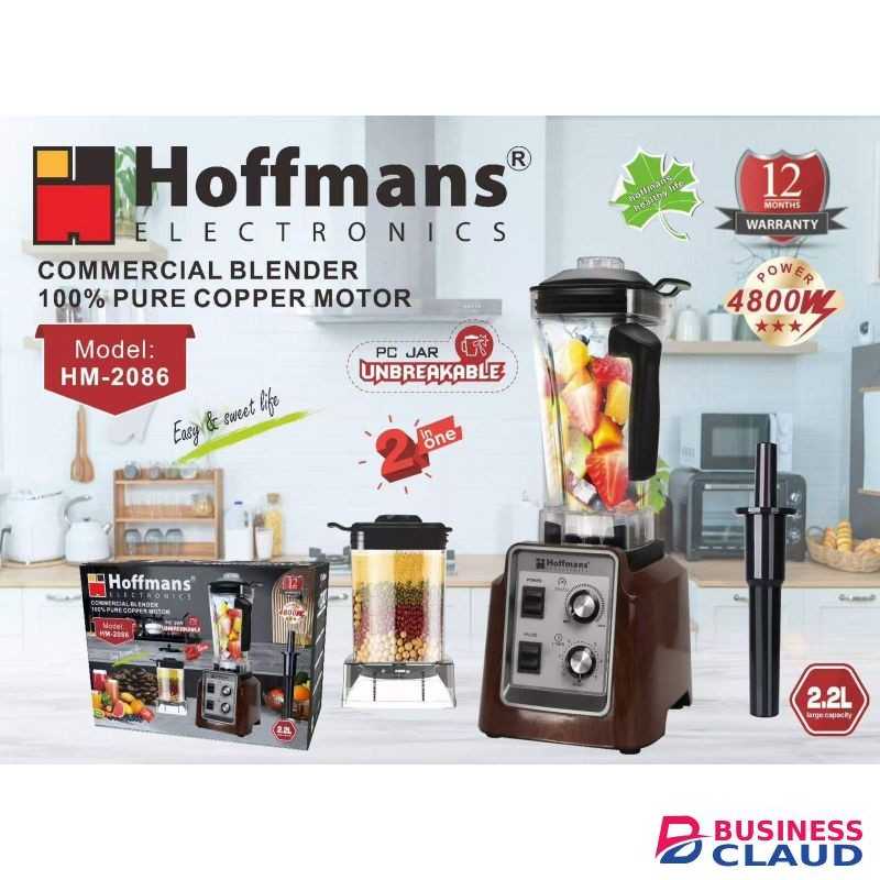 Hoffmans 4800W Blender Heavy Duty Commercial Electric Mixer Blender, 2.2L unbreakable Jar Professional Grade 2 In 1 Blender,Heavy Duty Blender-100% copper