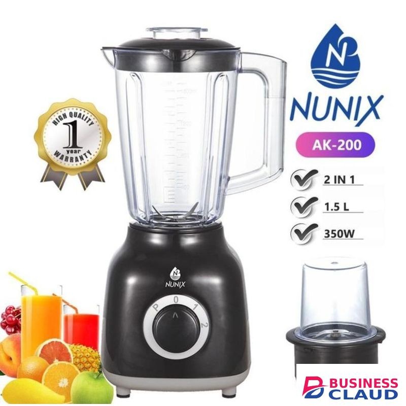 Nunix 2 In 1 Blender With Blender & Grinding Machine -1.5L – 350W – Black