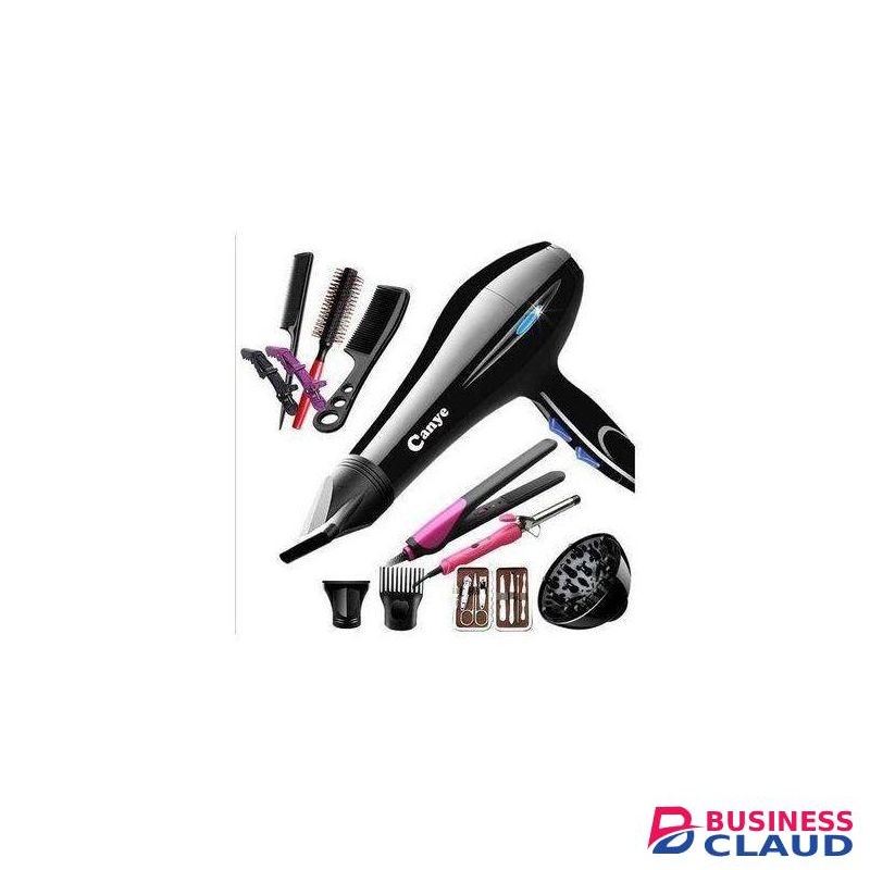 Canye Professional Blow Dry Hair Dryer Hot And Cold Wind with 12 hair and nails tools