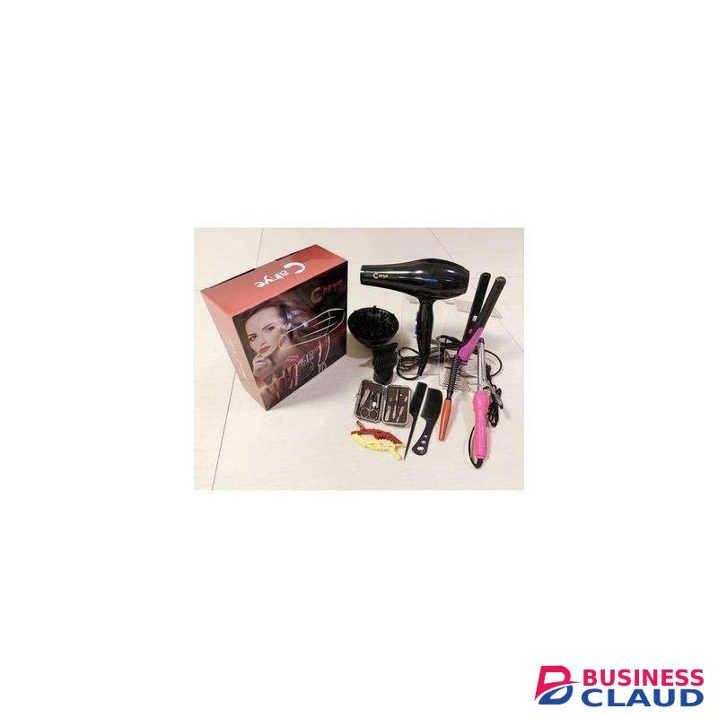 Canye 12 Pcs Commercial Use Hair Dryer Blow Dryer Hair Tools- Flat iron, tongs, manicure set, combs, curls