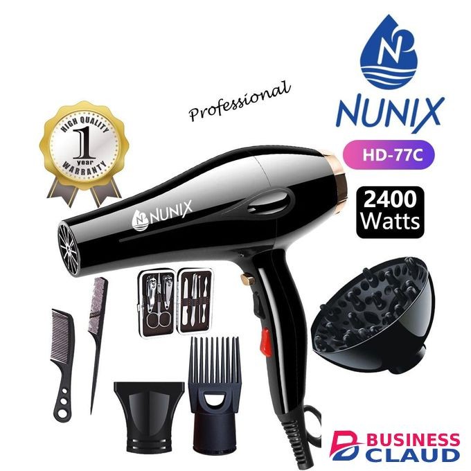 Nunix Professional/Commercial energy saver hair dryer 2400w black