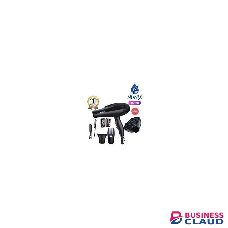 Nunix 2200W Professional Hair Dryer with Attachments & 1Year Warranty