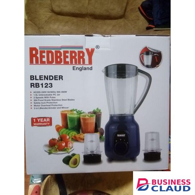 Redberry 3 In 1 Blender,grinder And Mincer 1.5LTRS