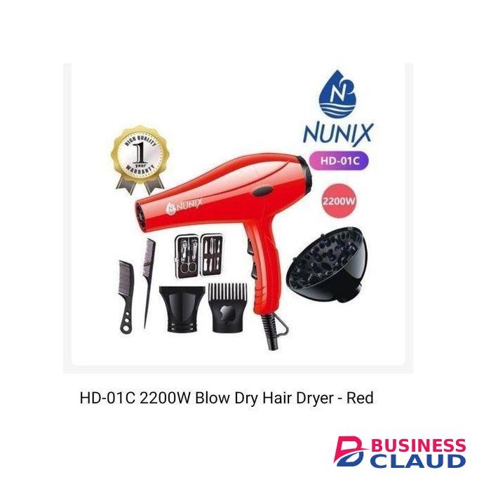 Nunix Powerful Professional Hair Dryer With Multiple Attachments For Fast Drying, Styling, And Salon-Like Finish
