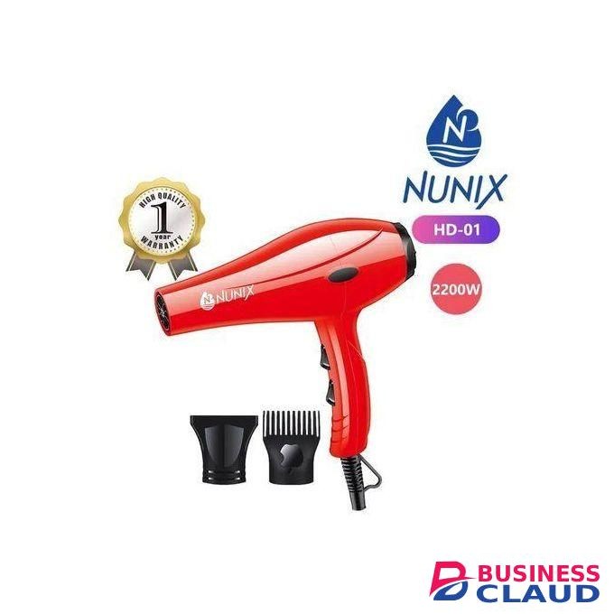 Nunix Powerful 2200W HD-01 Professional Hair Dryer – Fast-Drying Technology with Multiple Heat and Speed Settings for Effortless Styling and Ultimate Shine