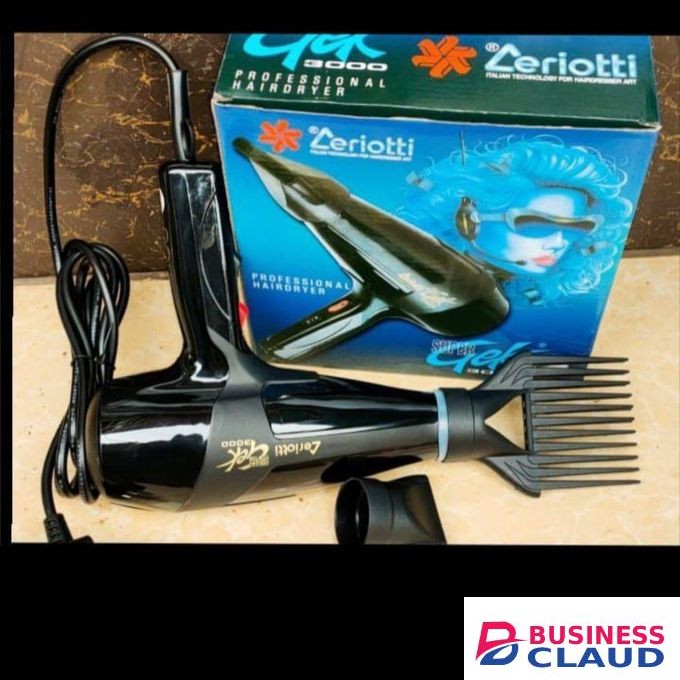 Ceriotti Gek 3000 Professional Blow Dry Hair Dryer – Salon-Grade Powerful Hair Styling Tool for Fast Drying, Smooth Finish, Heat Protection, 2 Speed & 3 Heat Settings, Lightweight Ergonomic Design, Suitable for All Hair Types