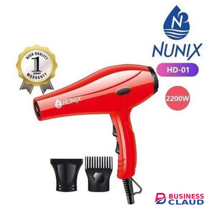 Nunix HD-01 Salon Hair Blow Dryer - Red