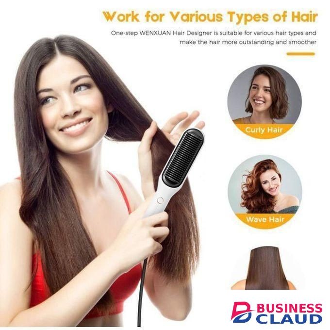 Multi-Functional Electric Blowdry Hair Straightener Dryers Curler Hot Comb Brush White