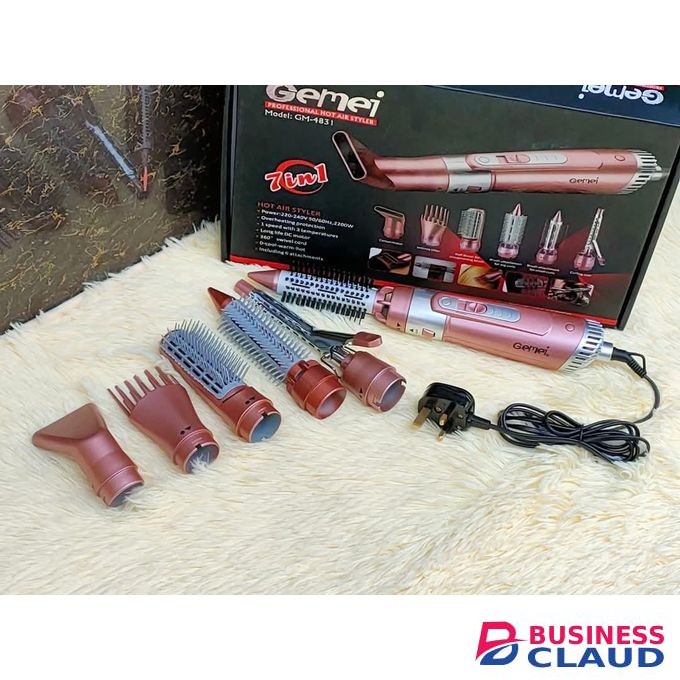 Gemei Gemei, Professional Hot Air Styler 7-in-1 Hair Dryer and Hair Styling Tool for Salon and Home Use