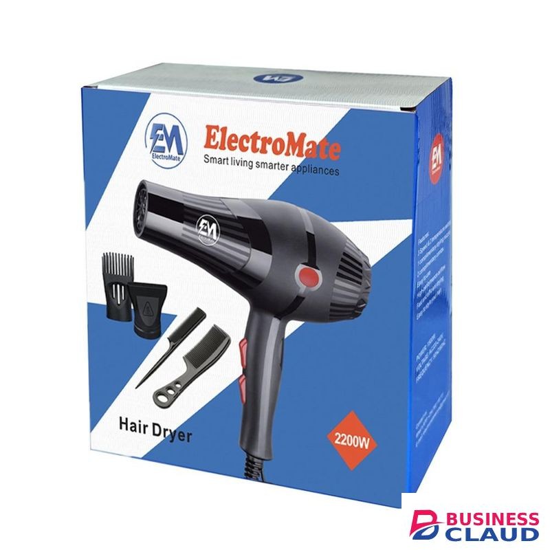 ElectroMate Professional Hair Blow Dryer Powerful Ionic Fast Drying Lightweight