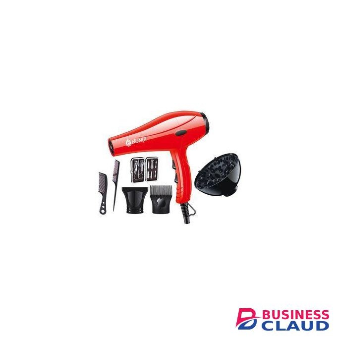 Nunix Hair Blow Dryer With Beauty Accessories - Red