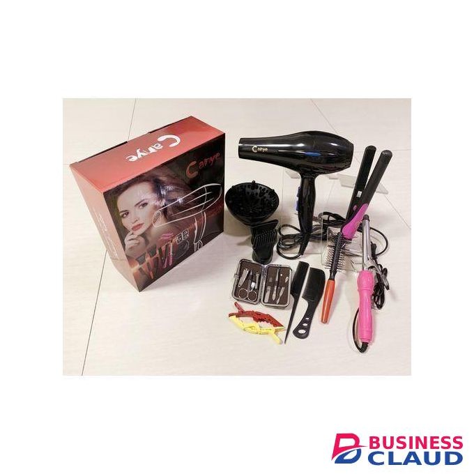 Canye Professional Blow Dry Hair Dryer Hot And Cold Wind With 12 Pcs Beauty Accessories For Hair& Nail Tools- Flat Iron, Tongs, Manicure Set, Combs, Curls Diffuser