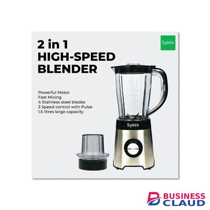 Synix 2 In 1 High Speed Blender With Glass Jug And Stainless Steal Base-700W