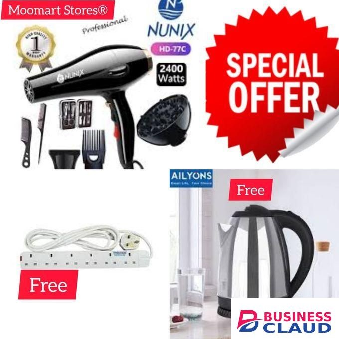 Nunix 2400W Pro Hair Blow Dry +AccessorieS+2.0L KETTLE+4 WAY EXTN