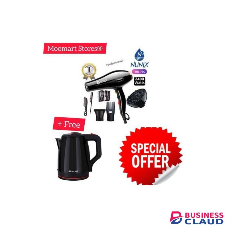 Nunix 2400W Pro Hair Blow Dry +AccessorieS+2.2 AILYONS KETTLE