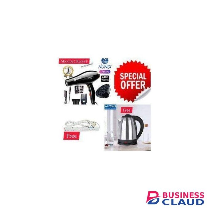 Nunix Professional 2400W Pro Hair Blow Dry +AccessorieS+2.0L KETTLE+4 WAY EXTN