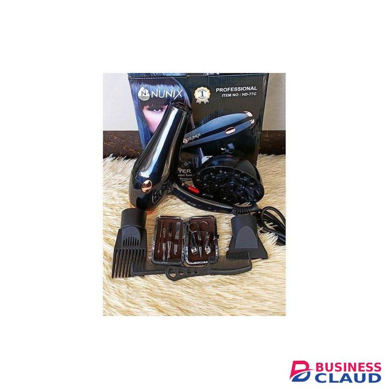 Nunix 2400W Professional Salon Blow-dry With Accessories, Straightener, Combs, Nail Set, Difusser