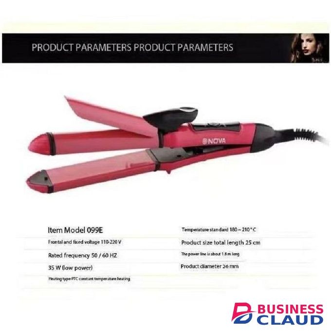 Kingnote 2 In 1 Hair Straightener And Curler With Hand Dryer - Pink+ Free Professional Hair Dryer