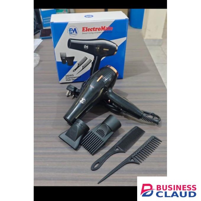 Em Electromate HD03 Commercial 2200W Hair Dryer with AttachmentsEm Electromate HD03 Commercial 2200W Hair Dryer with Attachments