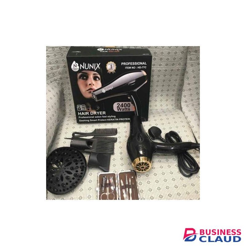 Nunix High Quality Professional Home And Salon Hair Blow Dryer With Accessories