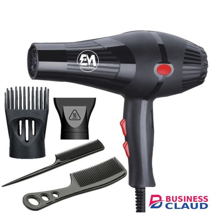 ElectroMate Blow Dryer Hair Blower 2200W With 3 Speed, Temperature Settings, Black In Color