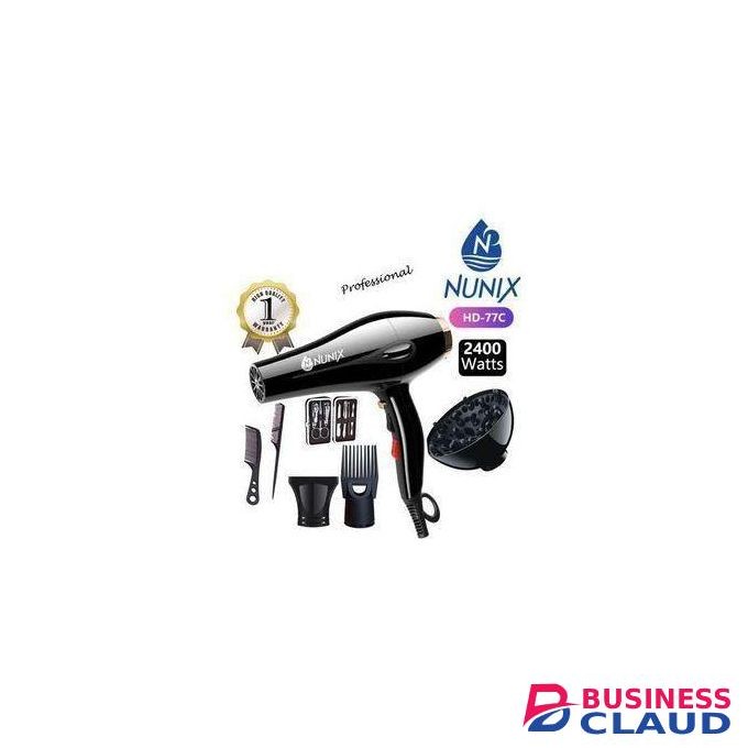 Nunix Proffesional HD-77c Blowdryer with Accessories - 2200W Professional Hair Care Kit