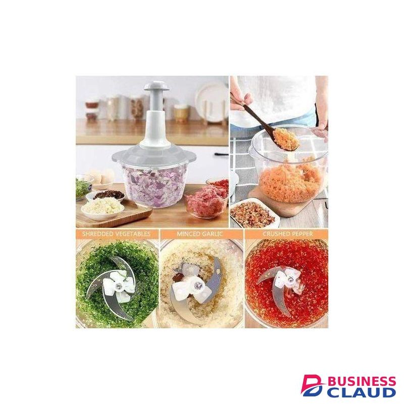 1.5L Manual Food Chopper, Speedy Chopper With 3 Curved Stainless Steel Blades, Handheld Vegetable Chopper/Mincer/Mixer/Blender To Chop Fruits Onions/Nuts/Ginger/Herbs/Garlics