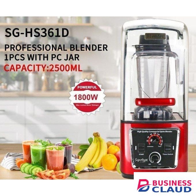 Signature Commercial Professional Blender With Shield Quiet Sound proof Enclosure , 1800W, 2.5L jar, - Industries Strong and Quiet Professional-Grade Power blender