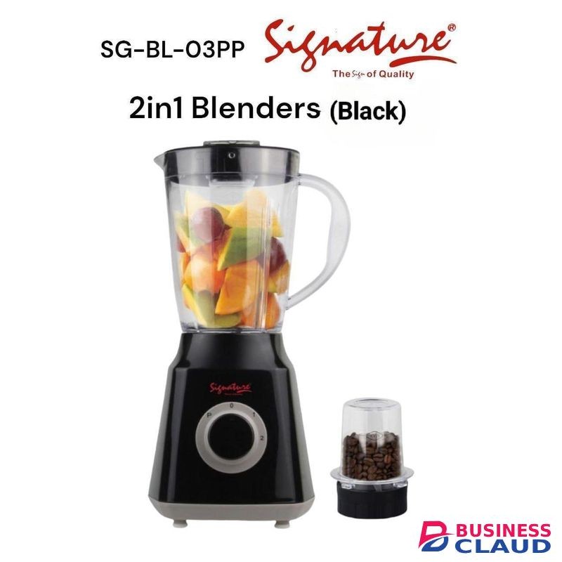 Signature SIGNATURE-Blender 1.5L Jug Capacity 300-350W Electric Smoothie Mixer with Safety Lock, Stainless Steel Blades, Easy Clean, Ideal for Juice, Shakes, Soups, and Baby Food, Model SG-BL-03P
