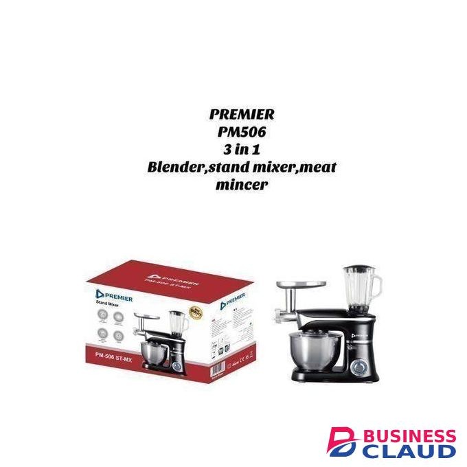 Premier Heavy duty 3 in 1 Multifunctional Stand Mixer with 6..5L Quart Stainless Steel Bowl, 6 Speed Tilt-Head Meat Grinder, 1.5LJuice Blender