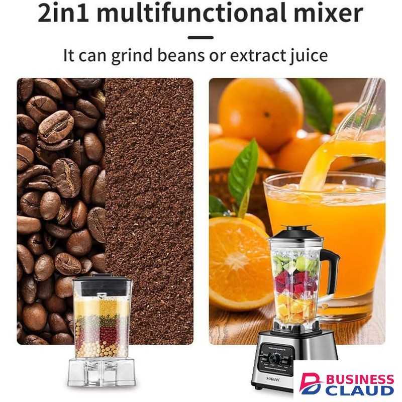 Sokany 2.5L 6000W,Heavy Duty Commercial Grade Blender: Multifunctional 2-in-1 Juicer Mixer with 2 Jars,Stainless Steel Blades,Fruit Processor, Grinder, Smoothie Maker