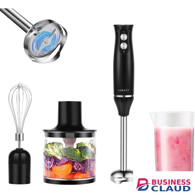 Sokany Quality 500W 4-in-1 Hand Blender Set - 2 Speed Stick Mixer with Stainless Steel Blade,700ml Mixing Beaker and 500ml Food Chopping, for Blending, Chopping, Whisking, and Pureeing