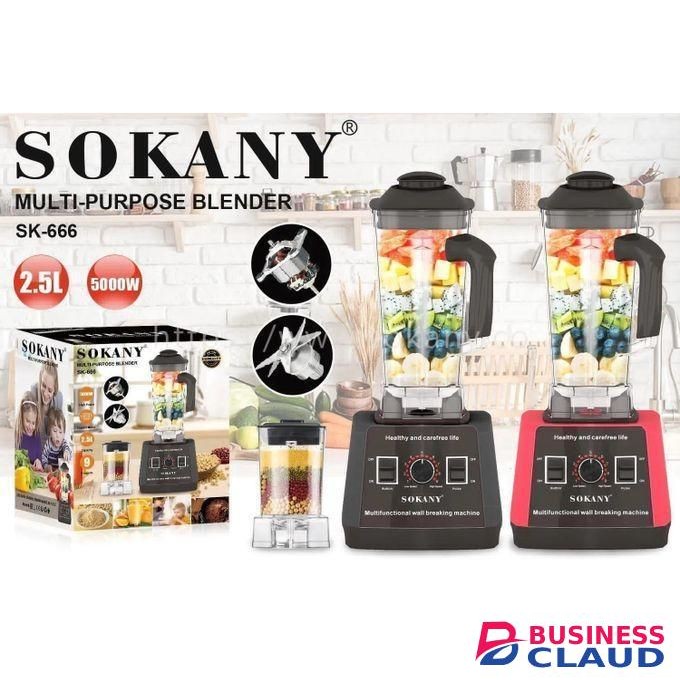 Sokany SK-666 Hot Selling 2.5L Professional 2 IN 1 Heavy Duty Commercial Blender - 5000W, With Unbreakable Jar, MULTICOLOR,Sokany SK-666 2.5L Professional 2-in-1 Heavy Duty Commercial Blender - 5000W with Unbreakable Jar