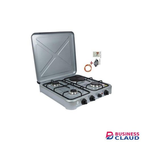 Top Nunix 4 BURNER 3 gas +1 Electric burners table top cooker + 6 KG gas regulator + 1 M pipe + 2 clips in 1-6-0-l-pcp1000-b5