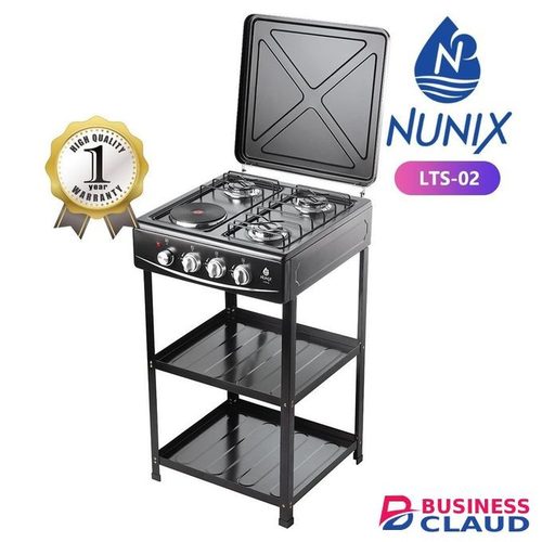 Nunix 3 Gas + 1 Electric Standing Cooker with Double Shelves