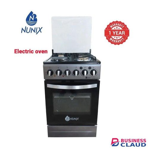 Nunix 3 Gas Burner, 1 Electric Hotplate, Standing Cooker + Electric Oven