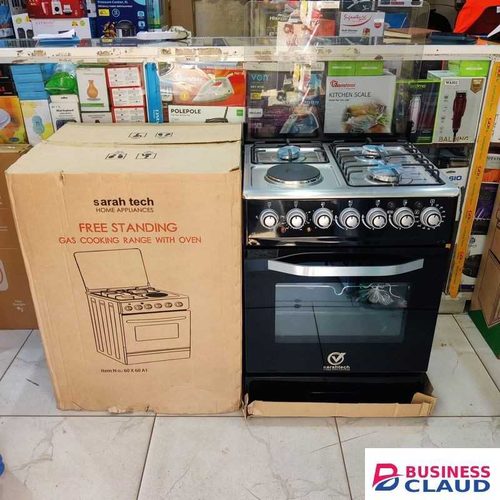 sarahtech Standing Cooker 3 Gas + 1 Electric 60x60cm – Black