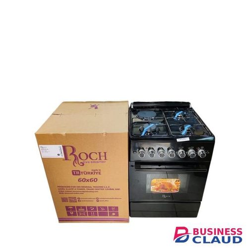 Roch 60x60 Turkey Make 3 gas +1 Rapid Electric Hotplate standing Cooker with Electric Oven -Black