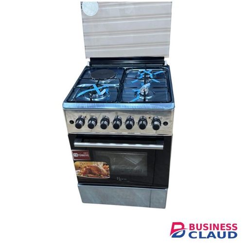 Roch 60x60 3 gas +1 Electric Hotplate standing Cooker with rapid hotplate and Auto Ignition-Silver