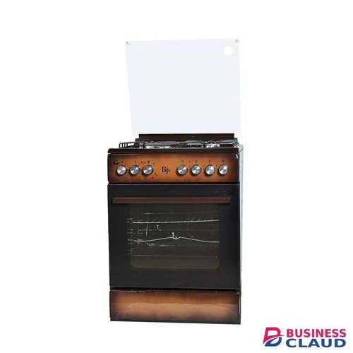 BJS Standing Cooker 3 Gas Burners 1 Hot Plate with Turbo Fan Plus Free Regulator, 2M Gas Pipe and 2 Pipe Tighteners