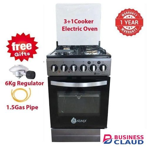 Nunix New Model 3 Gas 1 Hot Plate Standing Cooker with Jet Vulve and free pipe and gas regulator