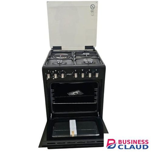Legacy 60X60cm Standing Cooker 3Gas + 1E Rapid Hotplate with Fan Assisted Electric Oven, Food Warmer Compartment Glass Top Cover Cast Iron Pan Support Automatic Ignition Lamp FREE Regulator + Delivery Pipe + Clip Fasteners
