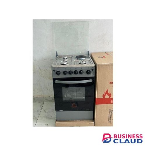 Eurochef Standing Cooker/3G1E+E OVEN Free Stand Glass Top Cooker,rotisserie Silver, 60L Electric Oven