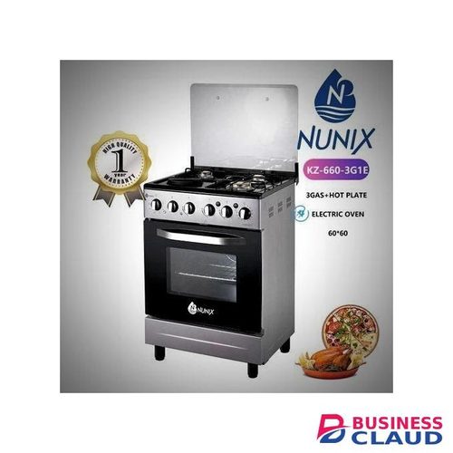 Nunix Standing Cooker With Electric Oven, 60cm by 60cm 3+1