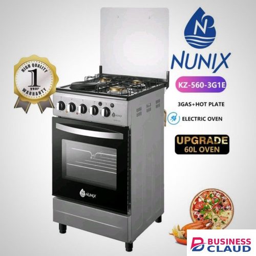 Nunix 3gas +1 hot plate Free standing Cooker with electric oven